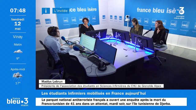 Maélys Lebrun, présidente de l'association des étudiants infirmiers du Chuga, invitée de France Bleu Isère