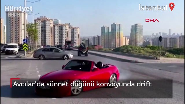 İstanbul Avcılar'da sünnet düğünü konvoyunda drift