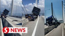 Second Penang Bridge traffic at standstill after trailer-car collision
