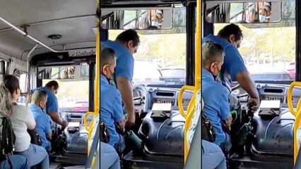 Un chauffeur de bus qui a un problème pour passer les vitesses