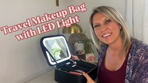 Travel Makeup Bag with Mirror and 3 Color LED Light - train makeup bag