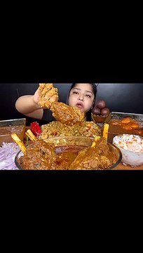 Mukbang Spicy Mutton Nalli Rogan Josh, Prawns, Vegetables Fried Rice, Spicy Egg curry with carrot raita