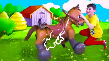 Sasha Play with Ride On Horse Toy and Goes to the Camping