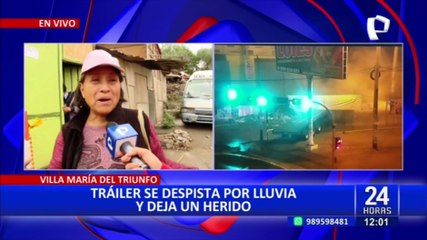 VMT: tráiler se despista, choca contra un muro y deja un herido