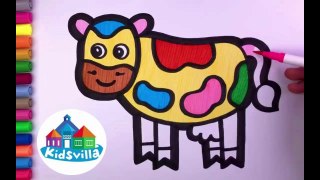 How To Draw Colorful Cow | Drawing Painting & Coloring for Kids