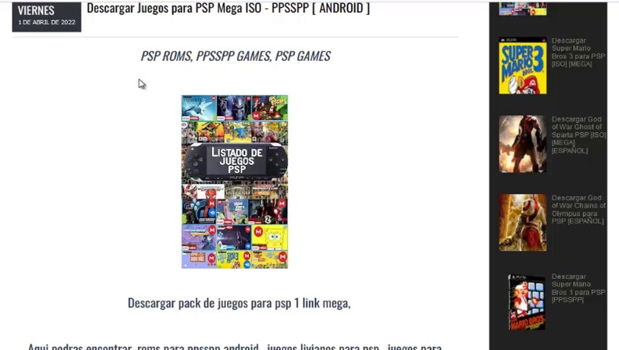 Descargar juegos para psp, ppsspp android, sin publicidad, sin acortadores, Links directos mega