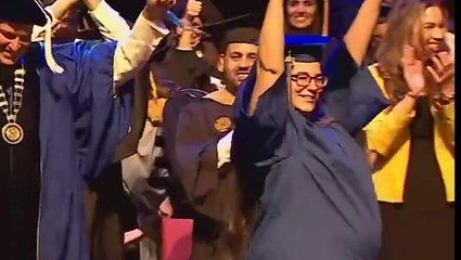Pregnant college student attends graduation ceremony while in labour