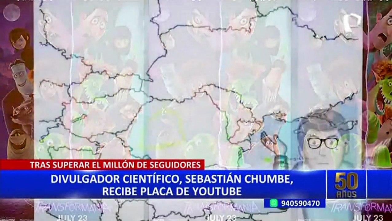 Creador de ‘El mapa de Sebas’ recibe placa de YouTube tras superar el millón de seguidores