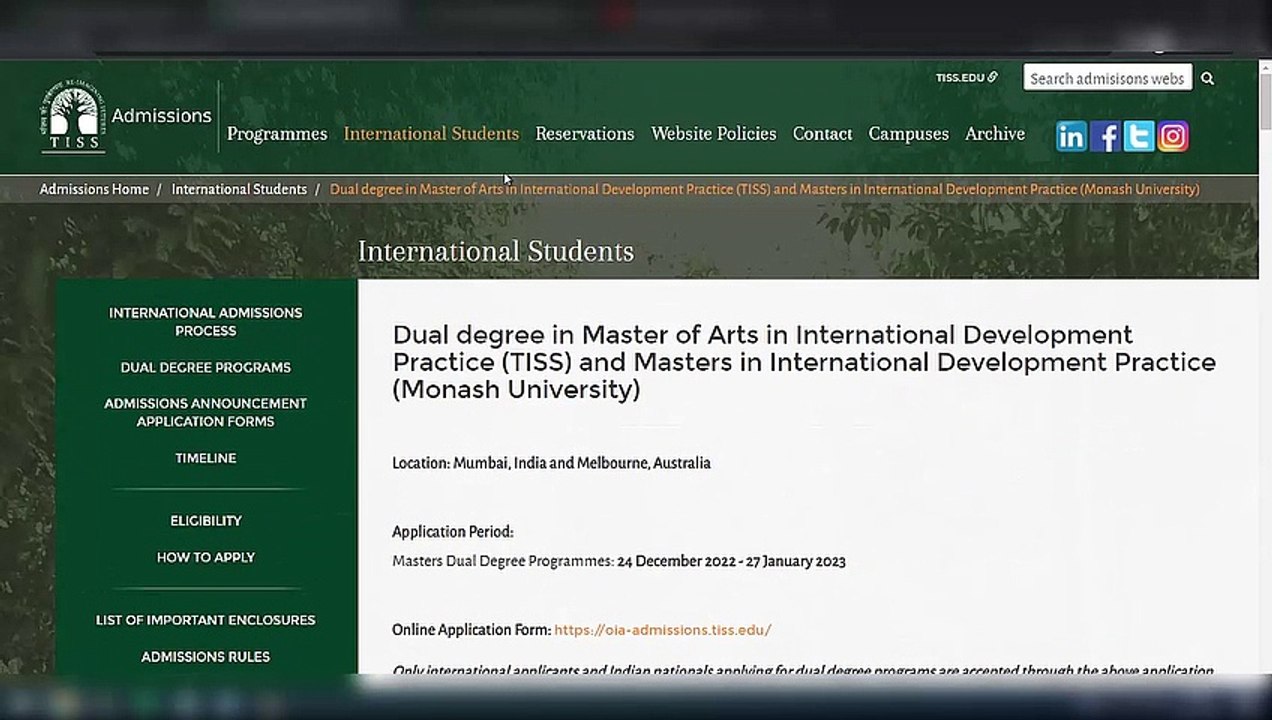 TISS Dual degree program - TISS-Monash University - TISS-Queen Mary University of London