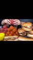 Mukbang Spicy Indian fried chicken, big burgers, hotdogs
