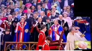 Meg Fuming As Harry's Face Completely Obstructed By Princess Anne’s Big Feather During Coronation