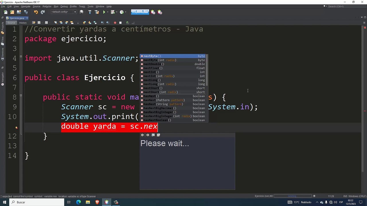Convertir yardas a centímetros en Java