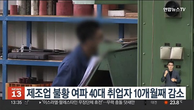 제조업 불황 여파 40대 취업자 10개월째 감소
