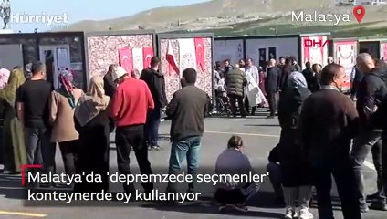 Malatya'da konteynerde kurulan sandıklarda oy kullanılıyor