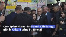 Kemal Kilicdaroglu gibt seine Stimme in Ankara ab