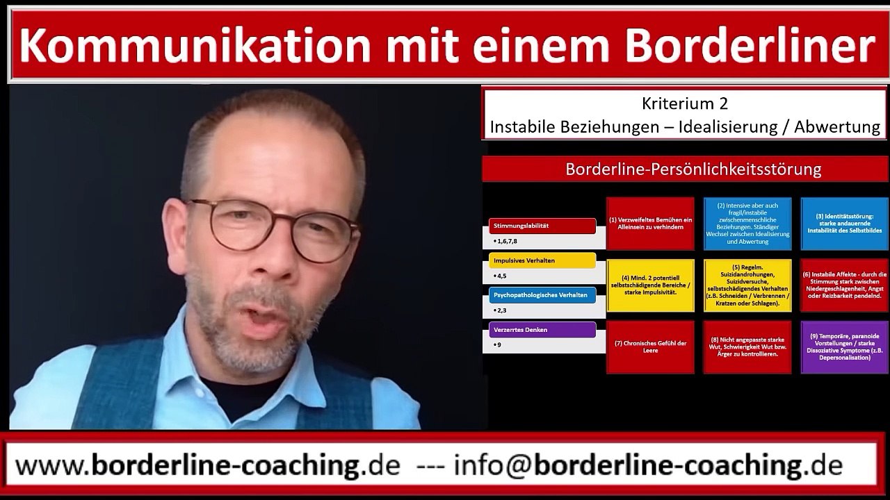 #Kommunikation mit einem #Borderliner Kriterium 2 #Instabile #Beziehungen Entwertung Idealisierung