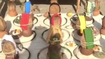 నిర్మల్: యోగ పండితులతో భీమన్న ఆలయ విగ్రహ ప్రతిష్టాపన