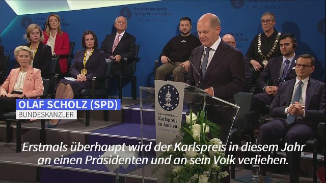 Karlspreis für Selenskyj: Scholz würdigt Tapferkeit der Ukrainer