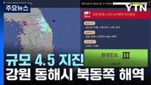 동해시 북동쪽 해역 규모 4.5 지진...