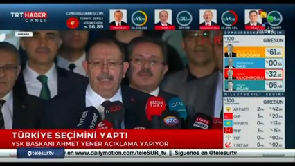 Türkiye: Pdte. de la YSK brinda primeros resultados oficiales por candidatos