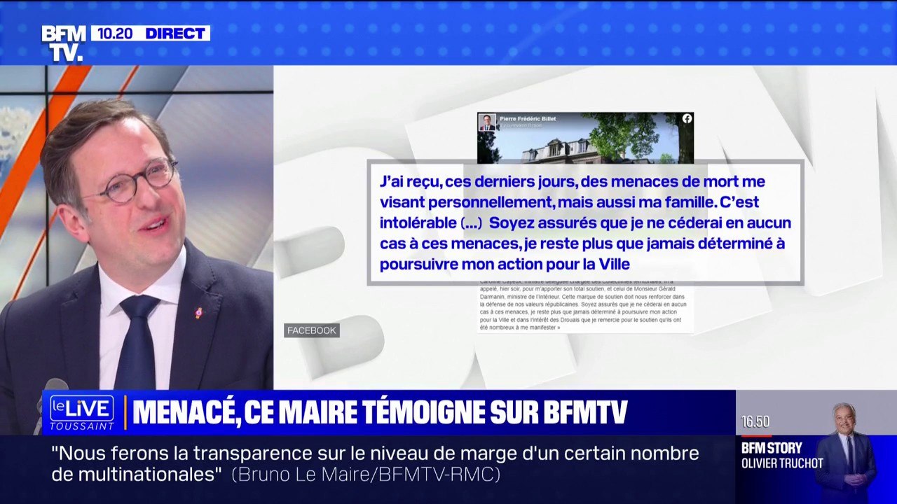 "Les menaces, les incivilités, les violences, ça fait partie du lot quotidien des élus": menacé, ce maire témoigne sur BFMTV