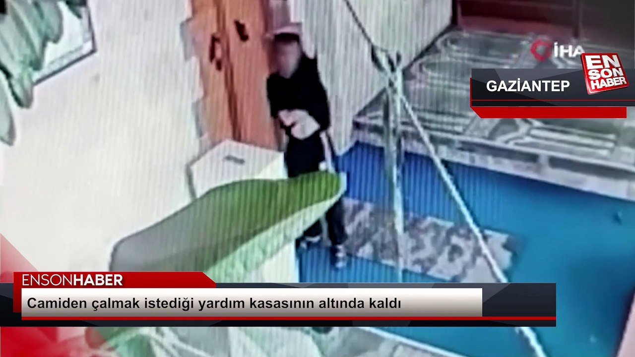 Gaziantep'te camiden çalmak istediği yardım kasasının altında kaldı