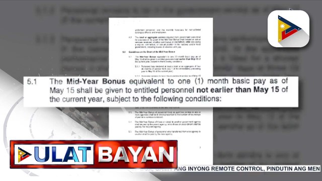 Mid-year bonus ng mga kwalipikadong empleyado ng gobyerno, matatanggap na simula ngayong araw