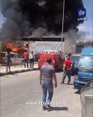 إخماد حريق شب في المنطقة الحرة بالزرقاء