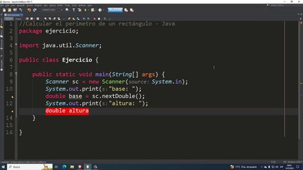Calcular el perímetro de un rectángulo en Java