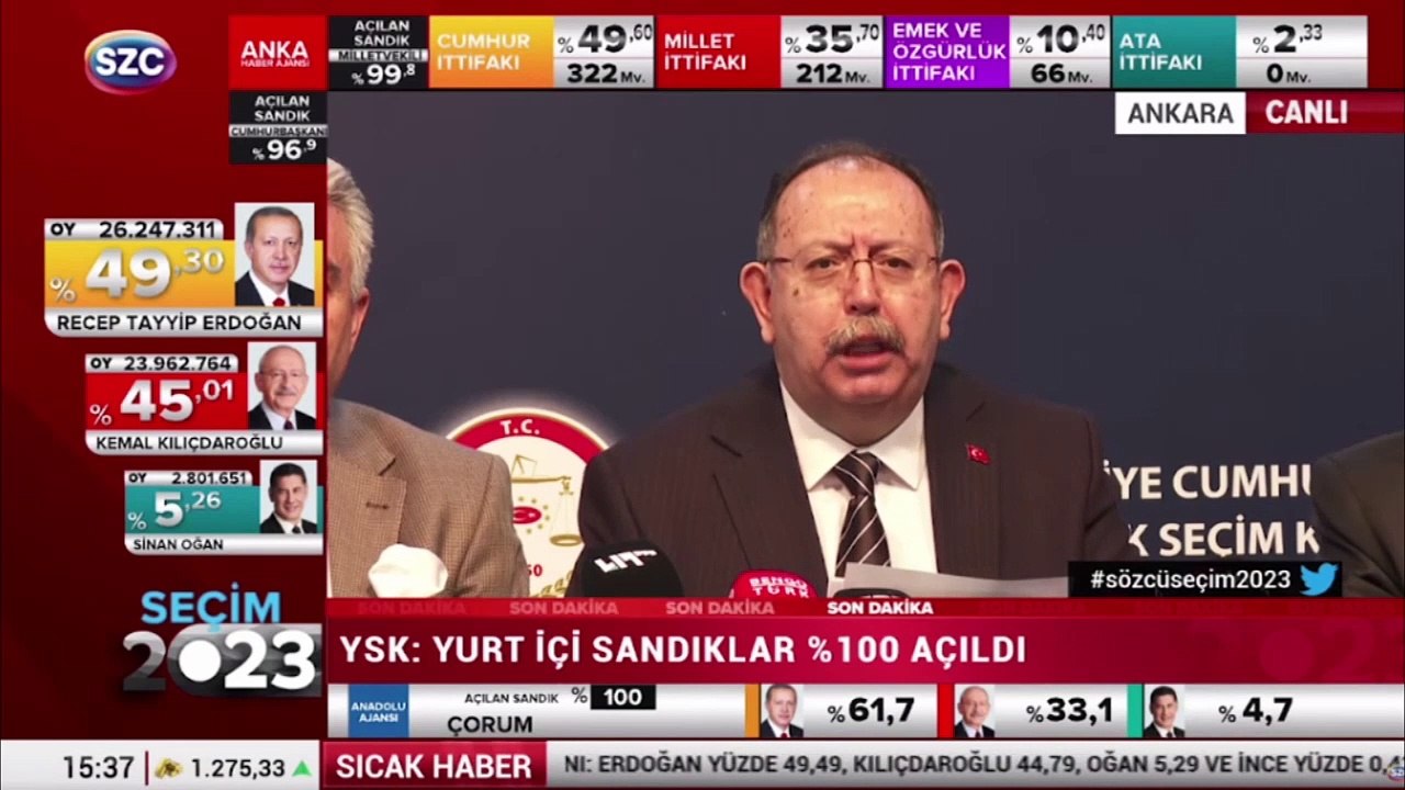 YSK, kesin olmayan seçim sonuçlarını açıkladı