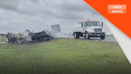 26 maut, van penumpang bertembung trak barangan hingga terbakar