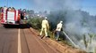 Incêndio nas margens da BR-277 mobiliza Corpo de Bombeiros