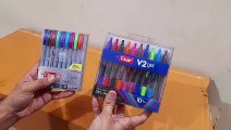 Unboxing and Review of flair yolo color pen set VS flair v2 color gel pen set