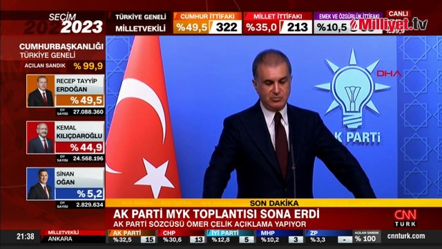 Ak Parti Sözcüsü Ömer Çelik: Cumhurbaşkanımız açık ara önce bitirdi