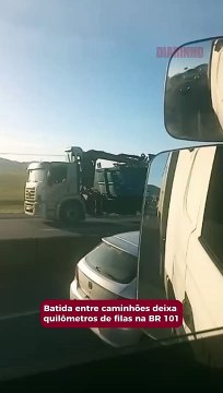 Batida entre caminhões e carro deixa 7 quilômetros de filas na BR 101