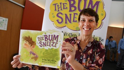 Belinda Bridgeman reads her new book The Bum Sneeze at St Joseph's Primary School, Wingham