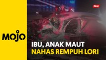 Ibu bersama empat anak maut, kereta terbakar rempuh lori