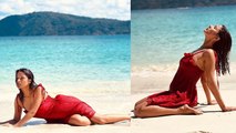 Shehnaaz Gill Phuket Vacation Beach पर Red Dress में Hot Pose Viral | Boldsky