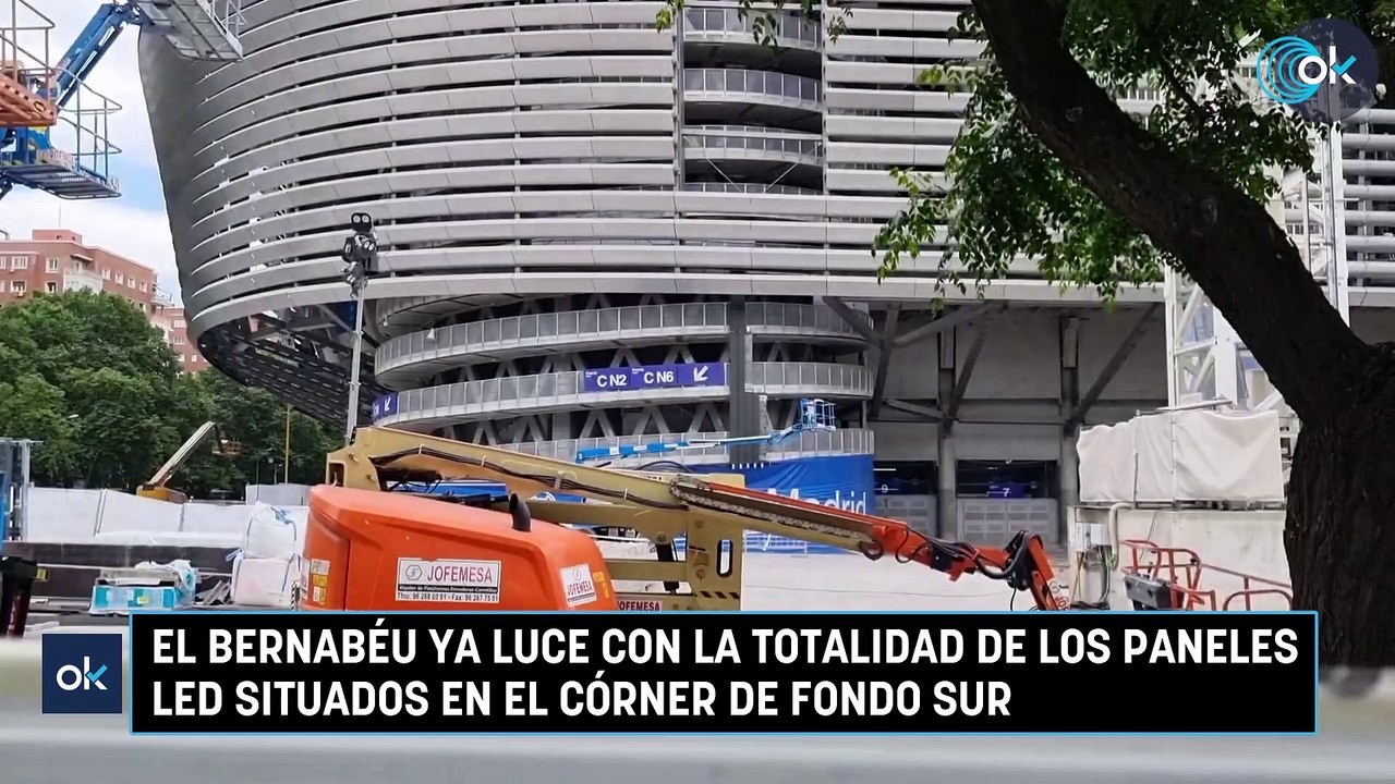 El Bernabéu ya luce con la totalidad de los paneles LED situados en el córner de Fondo Sur