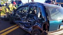 Condutor de automóvel fica em estado grave após ser atingido por caminhão, em Umuarama