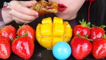 ASMR MANGO TANGHULU, STRAWBERRY HONEYCOMB CANDIED FRUITS 딸기탕후루 망고탕후루 벌꿀집탕후루 EATING SOUNDS MUKBANG 먹방