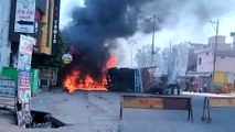 Diesel tank explodes after colliding with divider