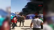 Hatay'daki çadır kentte yangın! Kapkara dumanlar yükseldi