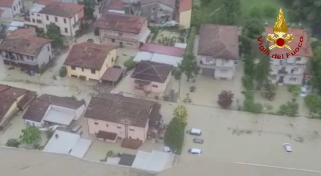 Maltempo nelle Marche, esonda il fiume Savio a Cesena (16.05.23)
