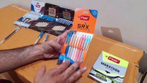 Unboxing and Review of flair glass gel pen, marathon blue pen, srx pen, woody pen