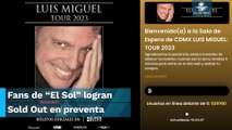 Se adelanta venta general para adquirir boletos de Luis Miguel por alta demanda