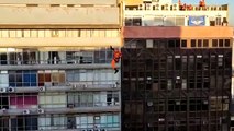 Treinamento do Corpo de Bombeiros na Praça Sete