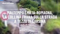 Maltempo Emilia-Romagna, la collina frana sulla strada a Tezzo di Sarsina