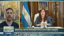 Vicepresidenta de Argentina ratifica que no será candidata a las elecciones