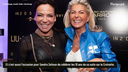 Harry Roselmack et sa fiancée, Elsa Zylberstein et Caroline Margeridon en cuir se régalent aux soirées de Sandra Sisley